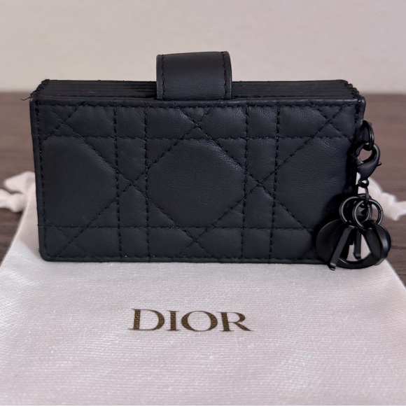 DIOR Lady Dior Ultra Matte Cannage Calfskin Card Wallet in Black - Picture 4 of 6